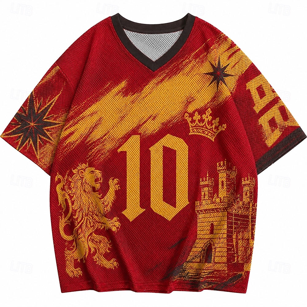 Cupa de fotbal 2026 Bărbați Grafic numeric Spania Tricou Tricouri din jerseu Manșon scurt Tricou Tipărire 3D În V Cămașă Sport Stil de strada Sport exterior Ziua meciului Fotbal Roșu 4 Roșu 3 Roșu 5 2026 - $23.99 –P5