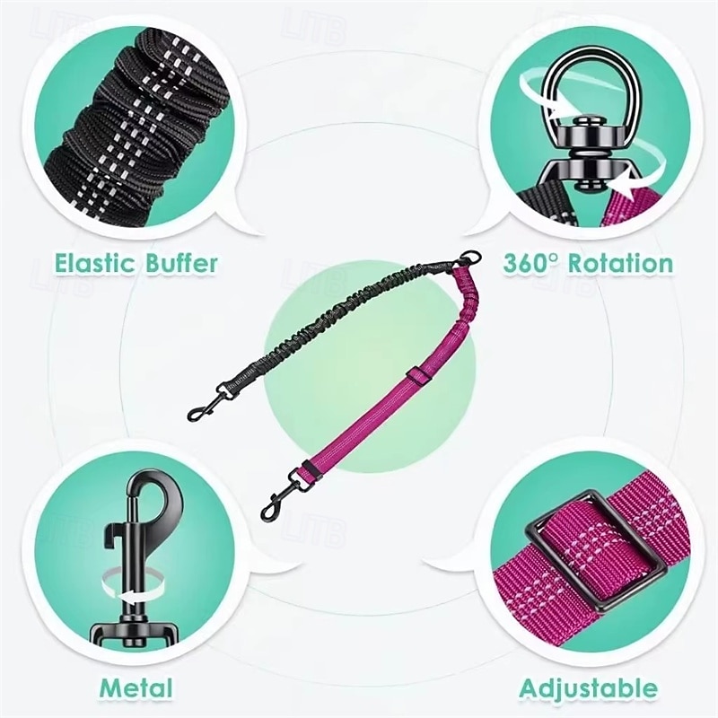 2pcs Dual Dog Leash Attachment - Double Leashes for Training Small to Large Dogs - Adjustable Strap Shock Absorbing Bungee Leashes 2026 - $20.99 –P4