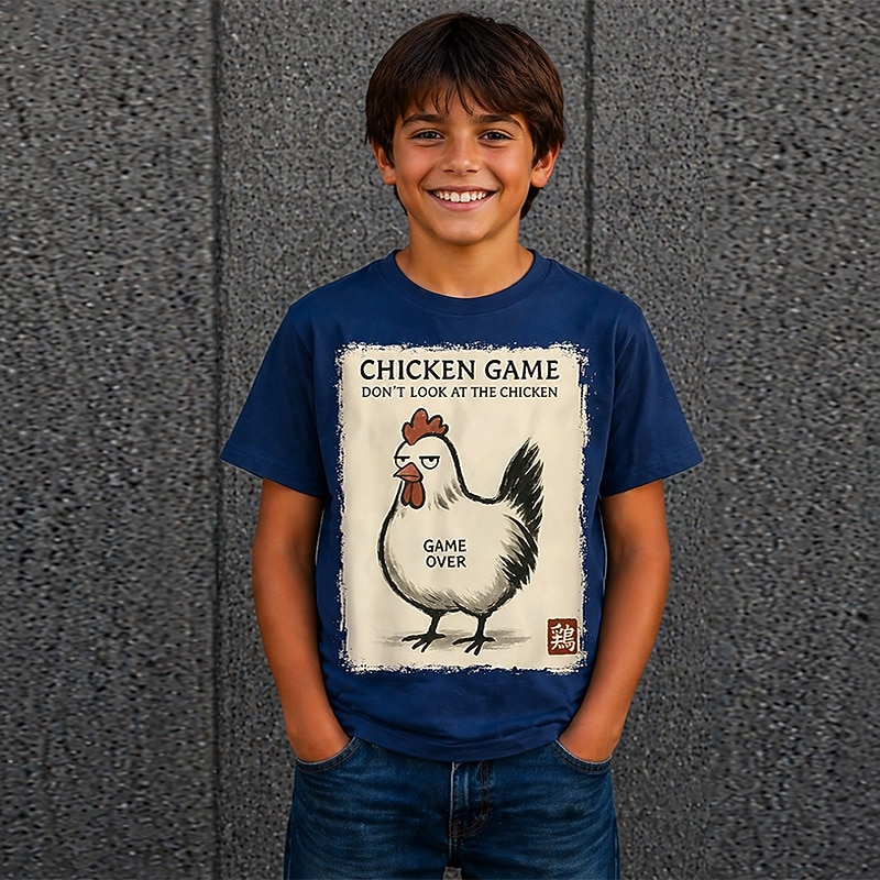 T-shirt garçon à manches courtes imprimé 3D avec un poussin rigolo, idéal pour l'été et le printemps, pour enfants de 4 à 12 ans. Coupe classique. de 2026 ? $15.99 –P2