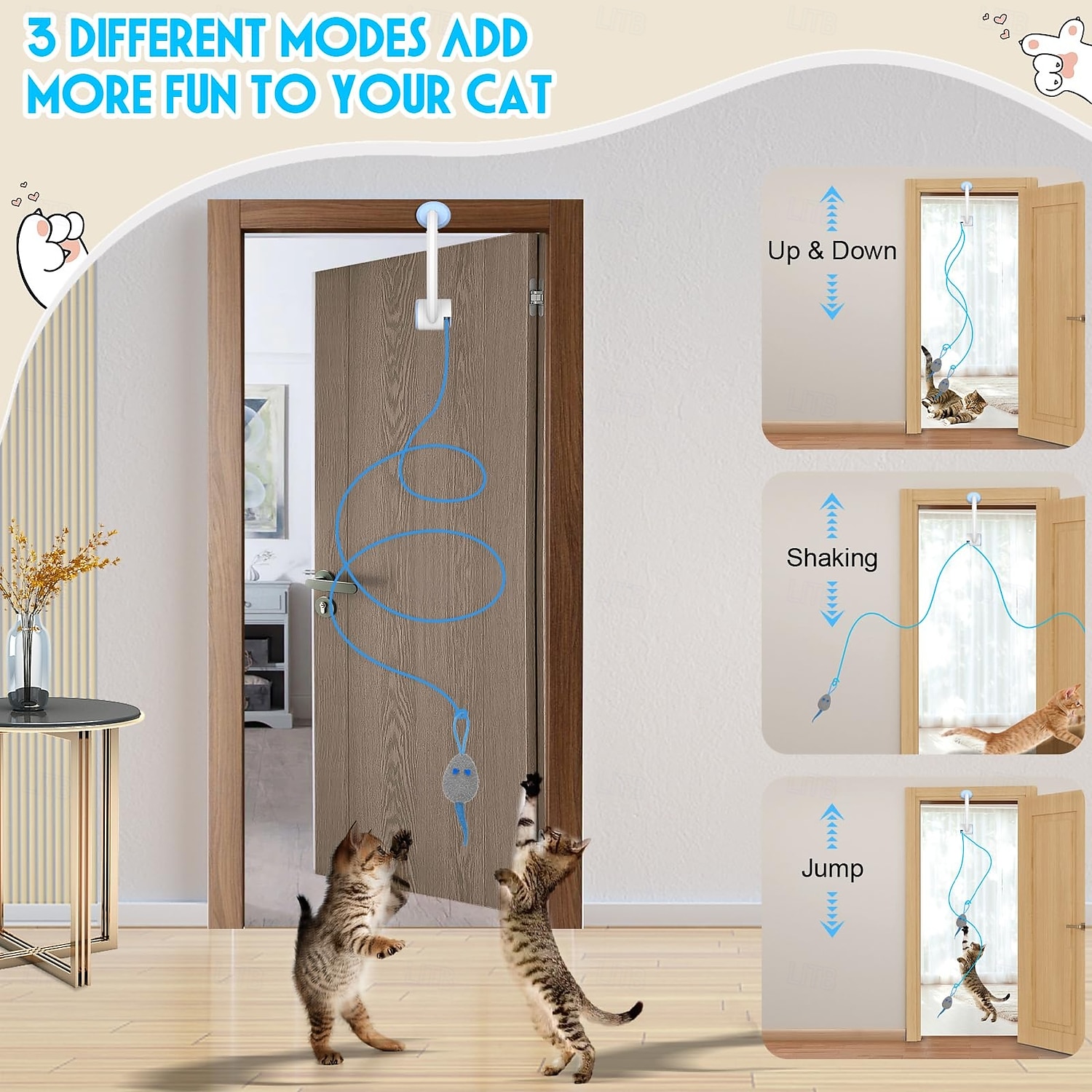 Giocattolo interattivo per gatti da interno, giocattolo intelligente ricaricabile tramite USB da appendere alla porta, retrattile automatico, giocattolo elettronico per gatti con piume e cordino, con del 2026 a $53.99 –P3