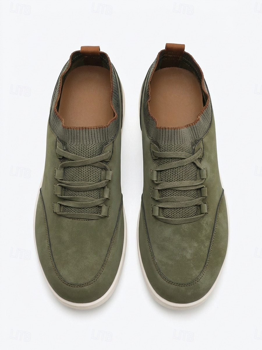 Men's Olive Casual Sneakers Lace-Up Lightweight Comfort Walking Shoes Soft Low Top Footwear for Outdoor Resort, Travel, Weekend Outings and Leisure Wear 2026 - $34.99 –P2