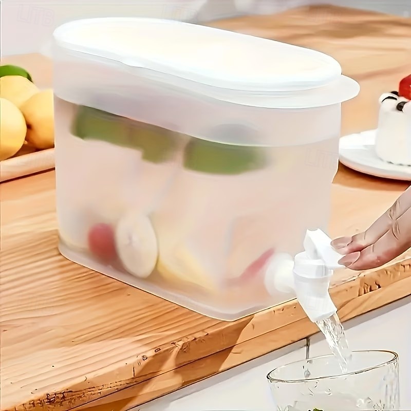Large-Capacity Refrigerator Beverage Dispenser with Faucet, Non-Rechargeable PP Drink Jug for Lemonade, Juice & Tea, Ideal for Household Refrigerators, Modern White Cold Beverage Container 2026 - $9.99 –P4