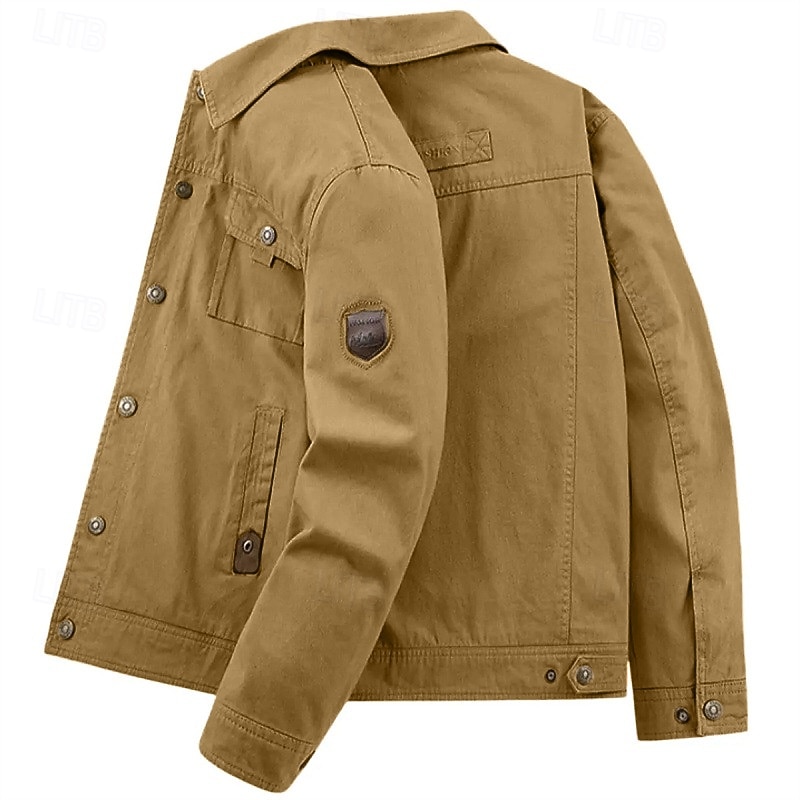 Men's Lightweight Jacket Cargo Jacket Casual Jacket Daily Vacation Wearable Pocket Spring Fall Plain Fashion Classic Lapel Regular Navy Blue Khaki Army Green Jacket 2026 - $46.99 –P5