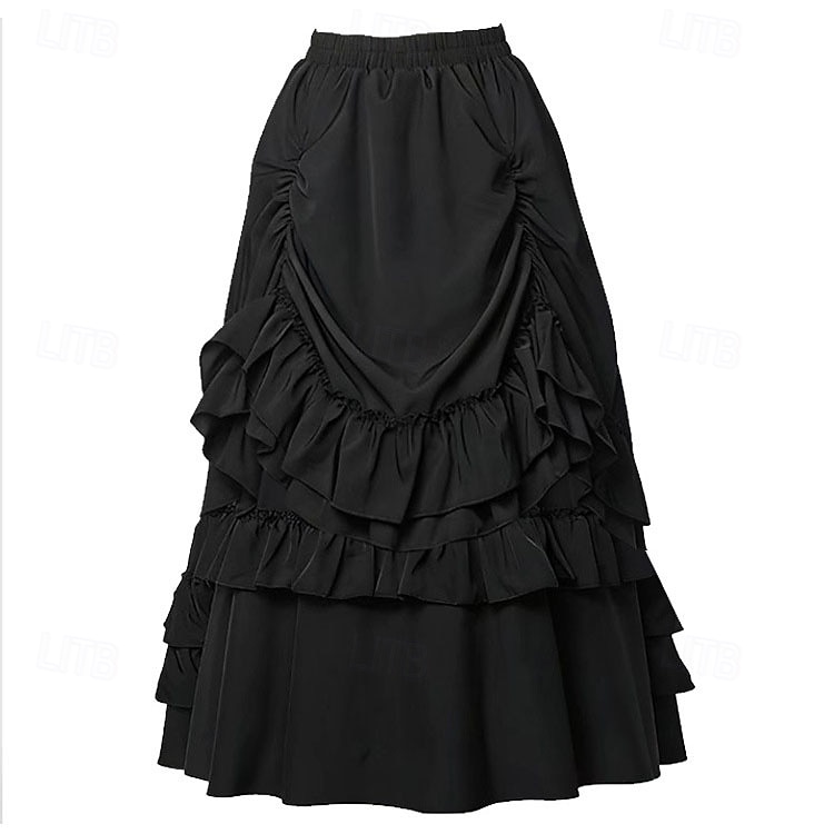 Retro Antiguo Victoriano Medieval Falda Bruja Princesas Aristócrata Volante Disfraz Mujer Víspera de Todos los Santos Carnaval Feria del Renacimiento LARP Adulto Falda 2026 - $50.99 –P8