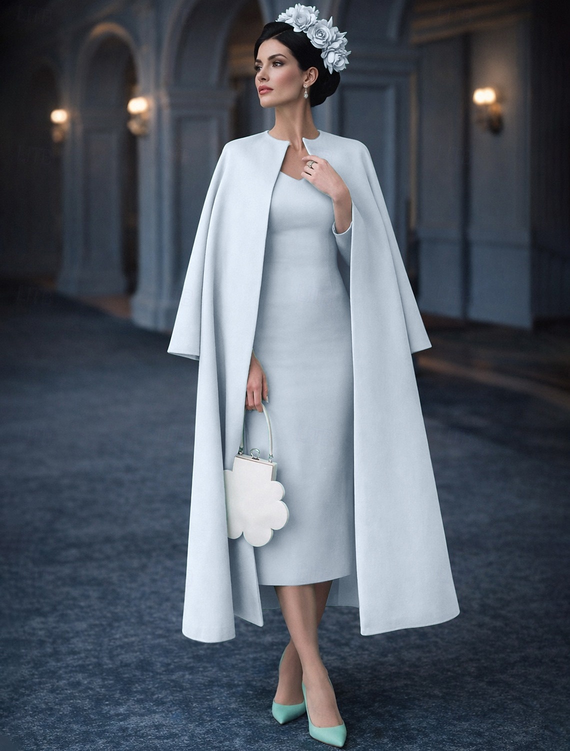 Tweedelig Strak kolom Tot de knie Bruiloft gast jurk Moeder van de bruid jurk Halve mouw Met sieraad Elegant Bruiloft gast Bruiloft Kerk (83 Stretchstof Jas Jurken met Effen kleur 2026 - $160.99 –P4