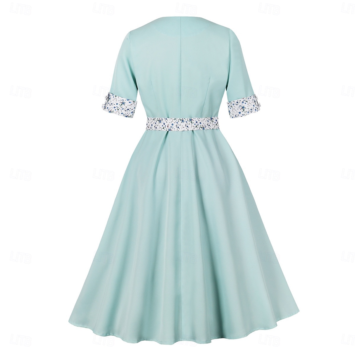 1950s Retro Vintage Tea Length Dress Swing Dress Flare Dress Short Sleeves Solid Color Fit & Flare Fancy Dress Women's Valentine's Day Tea Party Casual Daily Adults' Dress Spring & Summer 2026 - $39.99 –P2