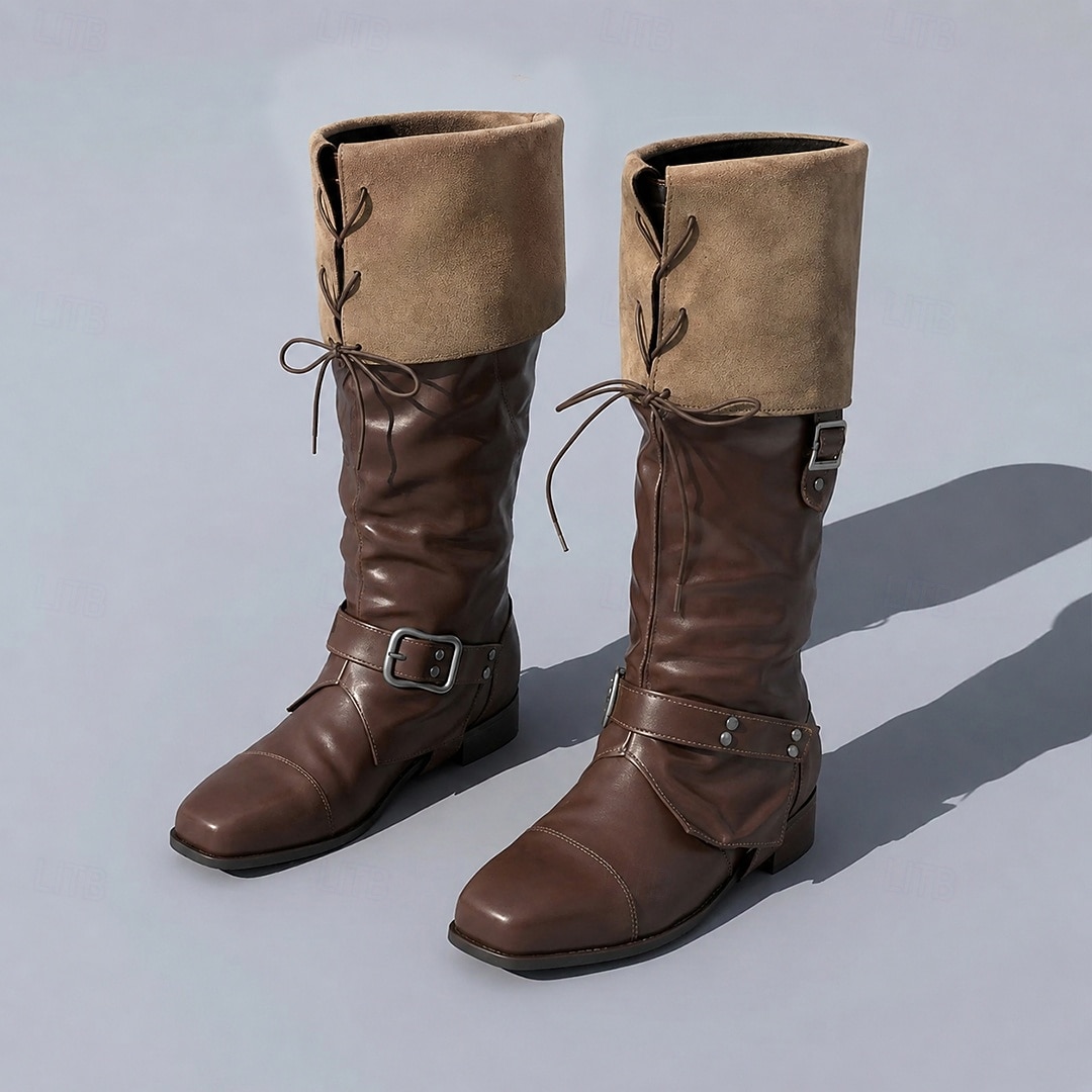 Retro vintage Middeleeuws Renaissance Schoenen Laarzen Piraat Viking Elf Kostuum Voor heren Viking Fantasie Halloween Carnaval Prestatie Feest LARP Volwassenen Schoenen 2026 - $58.99 –P3