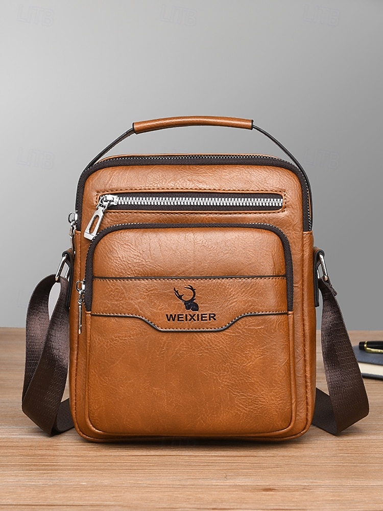 Men's Vintage Faux Leather Crossbody Bag, Multi-Color Large Capacity Multi-Pocket Shoulder Bag with Adjustable Strap for Travel Vacation and Daily Commute 2026 - E£1090.89 –P4