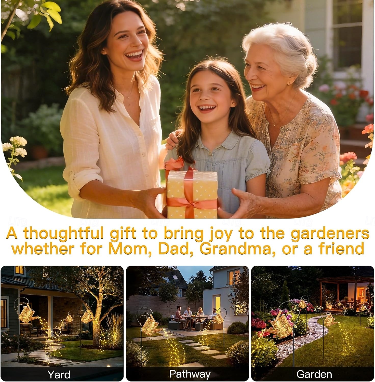 Solar Watering Can with Cascading Lights Outdoor Garden Decor, Birthday Gifts for Mom Grandma Women, IP65 Waterproof 2 Lighting Modes Hanging Lanterns for Yard 2026 - $26.99 –P5