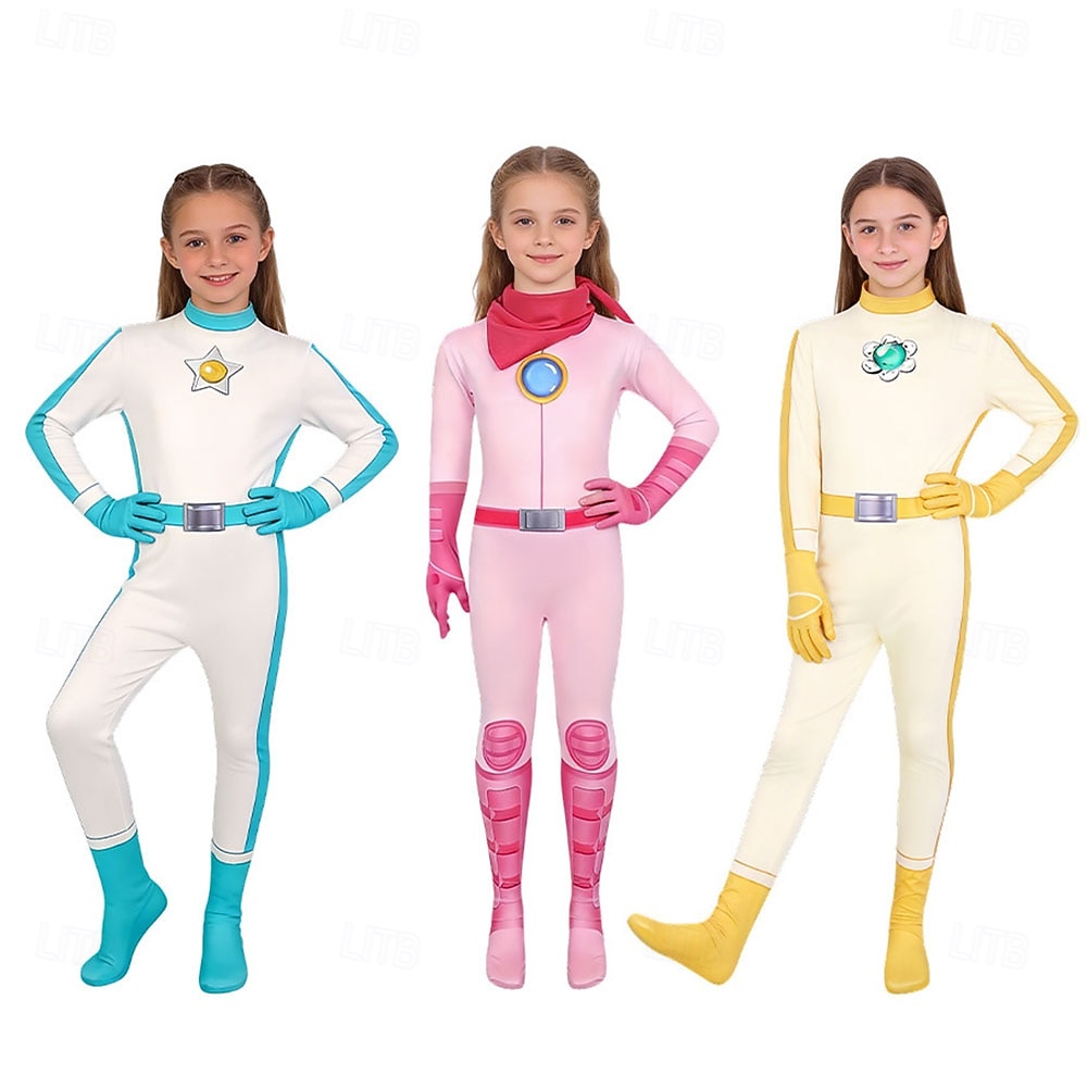 Videojuego del fontanero Princesas Princesa Galáctica Princesa Estrellada Princesa Estelar Disfraz de lujo Body Chica Niños Víspera de Todos los Santos Carnaval Semana del Libro Fiesta Comic Con 2026 - $33.99 –P1