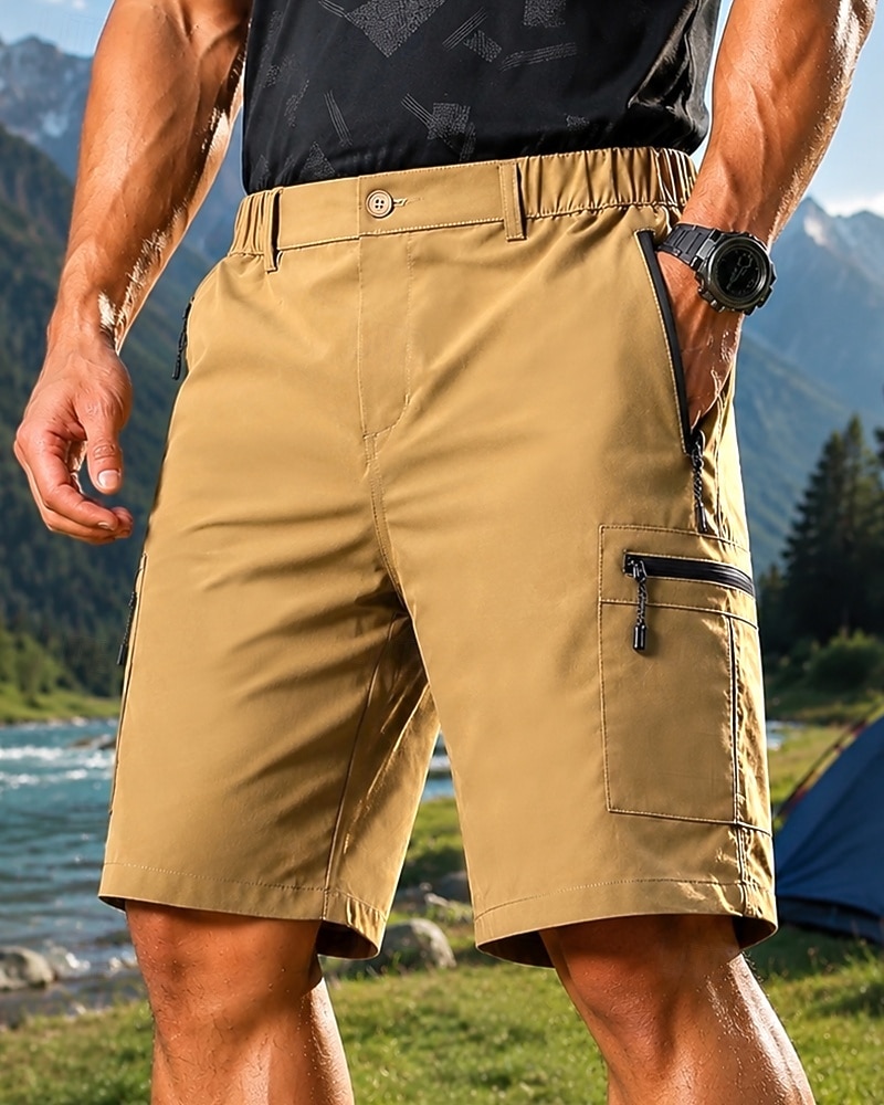 Homens Shorts ao ar livre Bermuda Cargo Shorts de caminhada Calções Cambat Verão Primavera Outono Ao ar livre Moderno Prova-de-Água Secagem Rápida Leve Respirável Calção Zípers Bolsos Cinzento Escuro de 2026 por $12.99 –P1