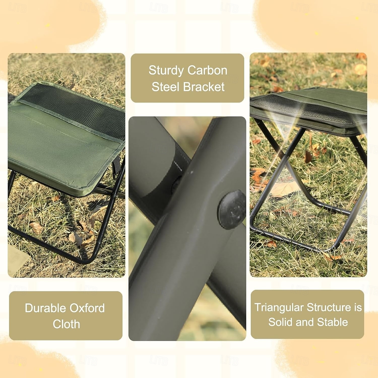Foldable Backpack Stool, Portable Folding Stool with Sling Bag, Compact Outdoor Seat for Adults with Shoulder Strap, Supports up to 300 lbs for Camping, Fishing, Hiking, Travel, Picnic 2026 - $16.99 –P7