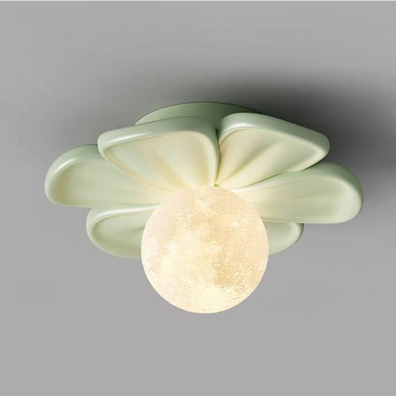 Lampă de tavan semi-încastrată, corp de iluminat modern pentru hol, cu floare verde din rășină, bec inclus, lumini 3D cu lună pentru insulă de bucătărie, dormitor, living, verandă, coridor 2026 - $90.99 –P2