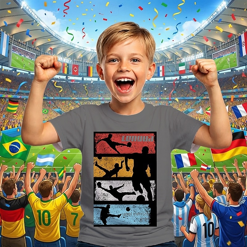Băieți 3D Grafic Fotbal Tricouri de fotbal Tricou Manșon scurt Tipărire 3D Vară Primăvară Sport Modă Șic Stradă Copii 4-12 ani Stil Nautic Casual Zilnic În aer liber Fit regulat 2026 - $15.99 –P2