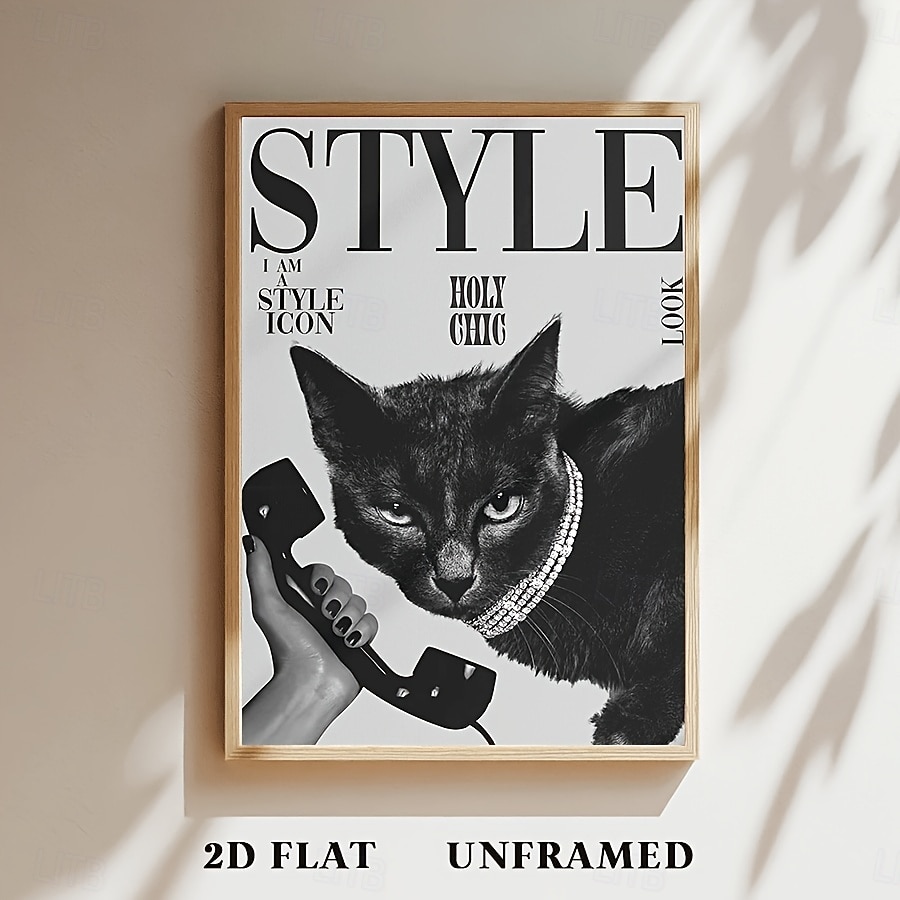 Retro Fashion Animals Poster, 1pc Unframed Popular Black Cat Print Magazine Canvas Prints, Wall Decor, Artwork Wall Painting for Gift, Bedroom, Bathroom, Living Room, Home and Dormitory Decoration 2026 - $10.99 –P1