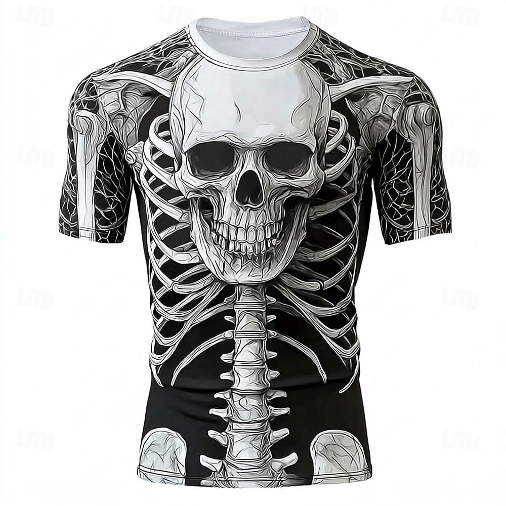 Men's Skull Bone T Shirt Short Sleeve T shirt 3D Print Crew Neck Shirt Gothic Street Dark Party White 1 Black White All Seasons Clothing Apparel S M L XL XXL XXXL 2026 - $18.99 –P3