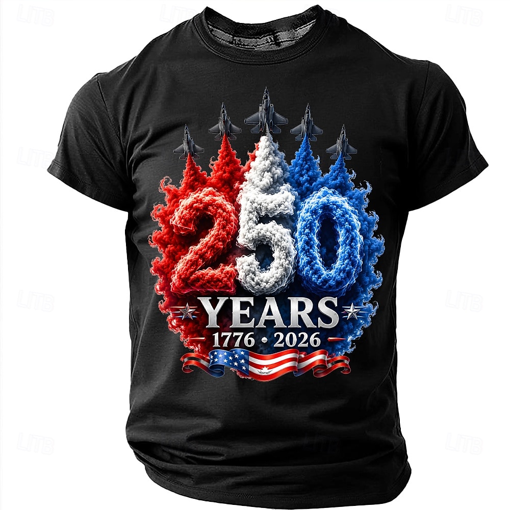 Men's 250th Anniversary Patriotic American Flag 1776 2026 Graphic T Shirt Short Sleeve Crew Neck Summer Street Top 2026 - $18.99 –P2