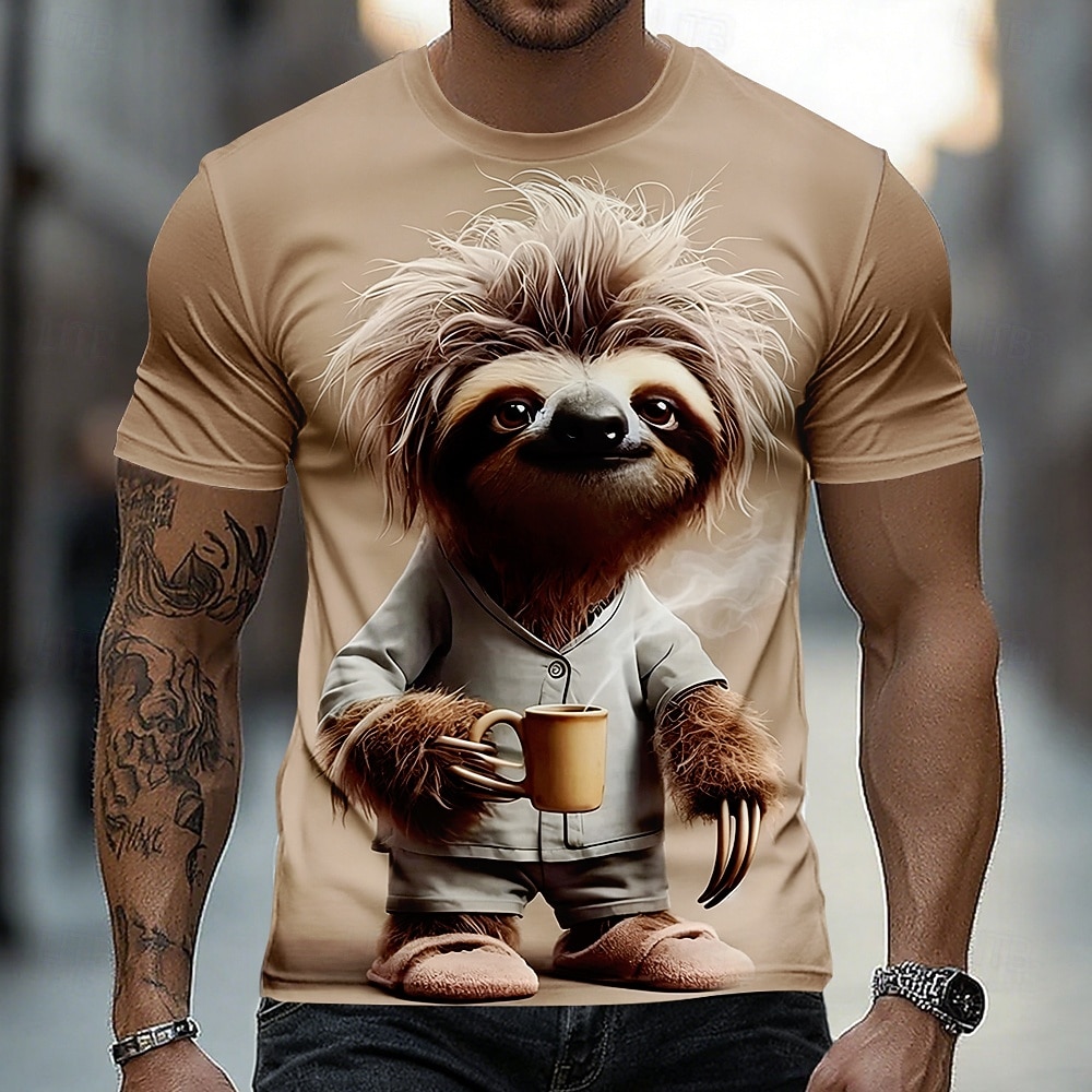 Per uomo Animale Maglietta Manica Corta maglietta Stampa 3D Girocollo Camicia Divertente Casuale Quotidiano Streetwear Cachi Grigio chiaro Verde militare Estate Primavera Abbigliamento S M L XL 2XL del 2026 a $18.99 –P3
