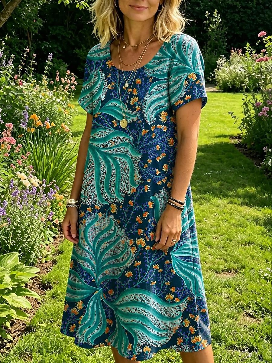 Femmes Robe Longueur Genou Robe fourreau Robe T-Shirt Occasionnel Coupe régulière Fleuri Graphique Manche Courte Col ras du cou Bleu Orange Été Printemps de 2026 ? $34.99 –P2