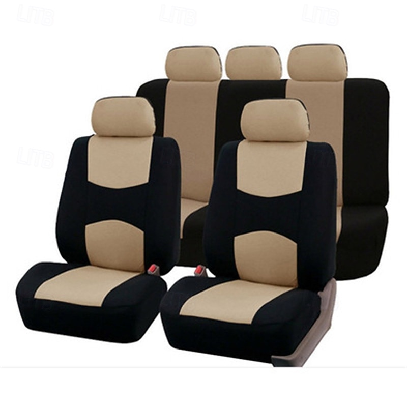 Universal Car Seat Covers Full Set, Breathable Cloth Automotive Seat Protectors with Sporty Two-Tone Design, Airbag Compatible Interior Accessories for Most Sedan, SUV, Truck, Van, 9PCS 2026 - $26.99 –P15