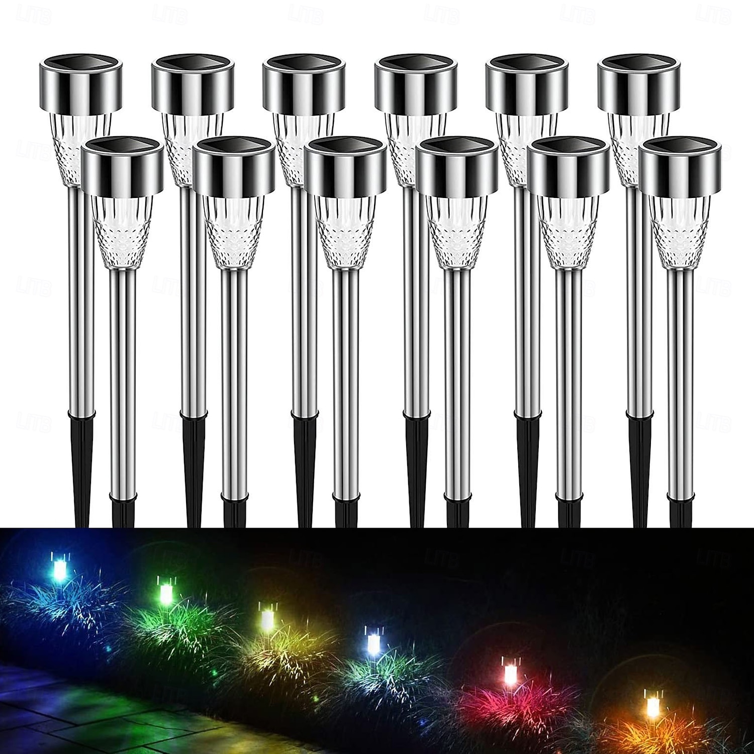 12pcs luci solari da giardino per prato all'aperto a led luce solare impermeabile patio illuminazione percorso cortile lampada decorazione paesaggio del 2026 a $43.99 –P5