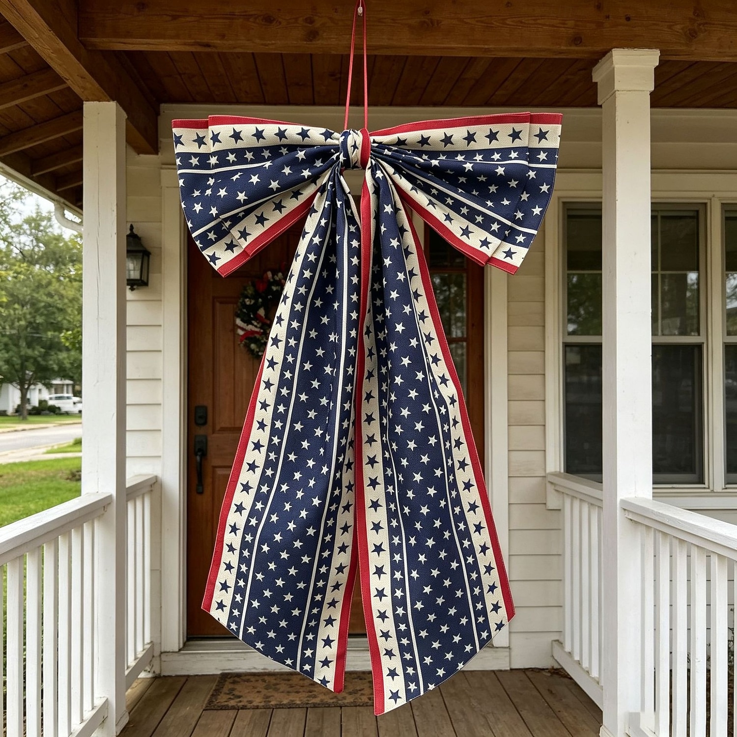 Fiocco decorativo per il 250° anniversario degli Stati Uniti, fiocco patriottico da appendere, rosso, bianco e blu, ghirlanda per la porta del 4 luglio, fiocco per la porta d'ingresso, portico, del 2026 a $18.99 –P18