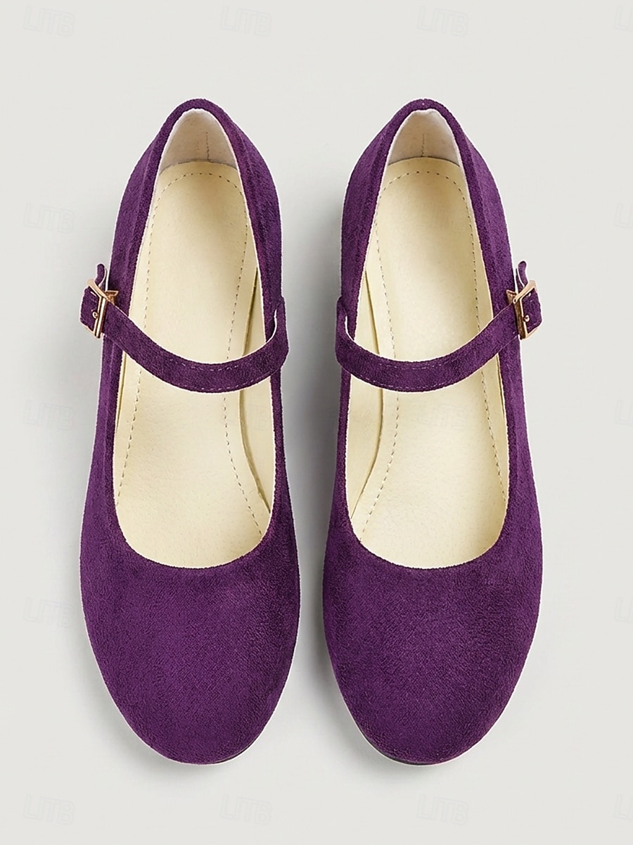 Sapatilhas Mary Jane femininas roxas - sapatos de camurça sintética com tira ajustável, calçados casuais leves para o trabalho e viagens. &uso diário de 2026 por $19.99 –P4