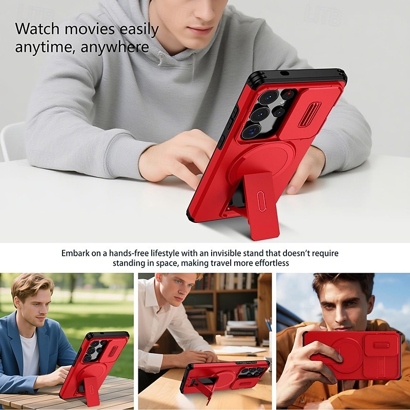 Phone Case For Samsung Galaxy S26 S25 Edge S24 FE S23 Ultra Plus A37 A57 A56 A36 A26 A16 Back Cover With Magsafe with Stand Holder Support Wireless Charging Shockproof Armor ABS+PC 2026 - $13.99 –P11