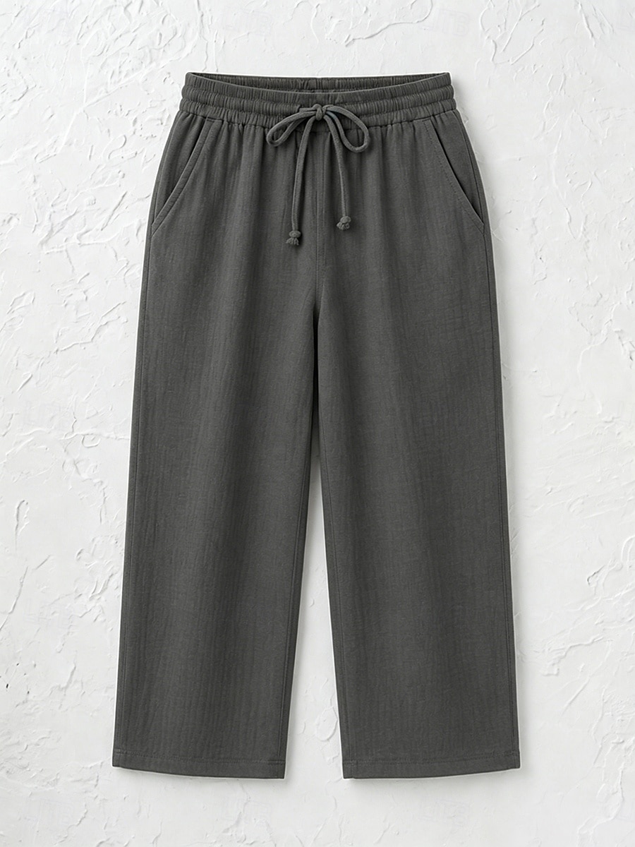 Women's Cotton Linen Shorts Capri Pants Chinos Summer Shorts Vacation Streetwear Casual Knee Length Medium Waist Plain Drawstring Pocket Comfortable Breathable Inelastic Daily Outdoor Street 2026 - $22.99 –P9