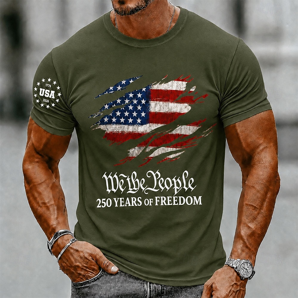 2026 250η Επέτειος Ανδρικά Η.Π.Α. Σημαία T-Shirt Κοντομάνικο T shirt 3D Εκτύπωση Crew Neck Μπλουζάκι Πατριωτικό Καθημερινό Φεστιβάλ Μαύρο Λευκό Κόκκινο Καλοκαίρι Άνοιξη Ρούχα Ενδυμασία S M L XL XXL 2026 - $18.99 –P5
