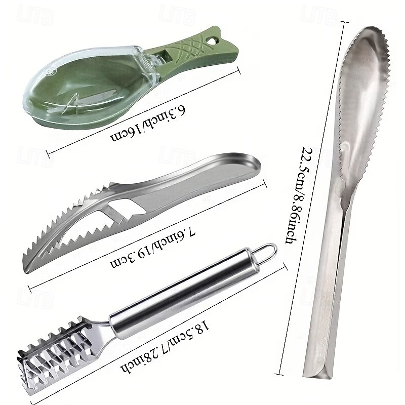 4pcs Stainless Steel Fish Remover Tool Set, Kitchen Scaler Fish Skin Graters Cleaning Peeler Scaler Scraper, Ideal for Home, Kitchen, Seafood Markets, and Professional Seafood Preparation 2026 - $12.99 –P6