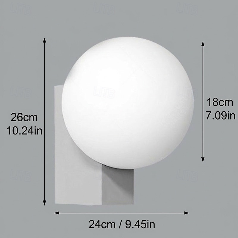 Lámpara de pared LED Sideral Barcelona con bola de cristal opalino, moderna lámpara de pared minimalista para interiores con base de aluminio, casquillo G9 para dormitorio, baño, pasillo, salón, color negro. 2026 - $243.89 –P6
