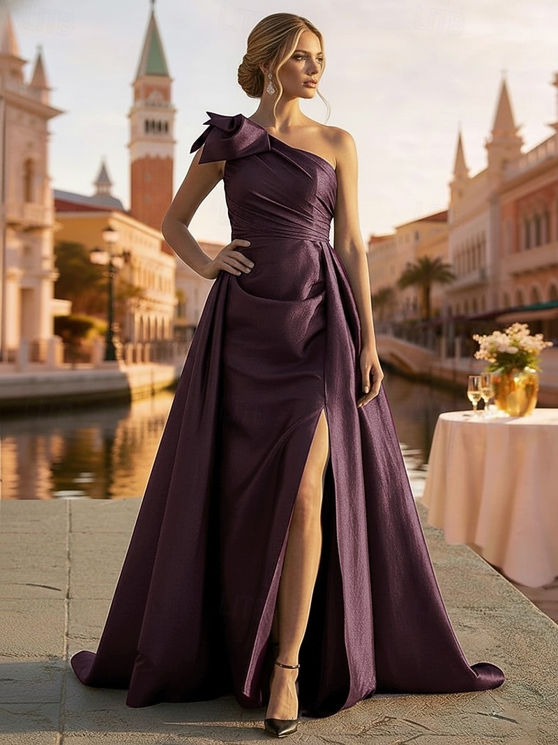 stretch taffeta evening dresses Strapless Stretch Taffeta Leg Slit Gown By Ladivine CM369 - Women Evening  Formal Gown