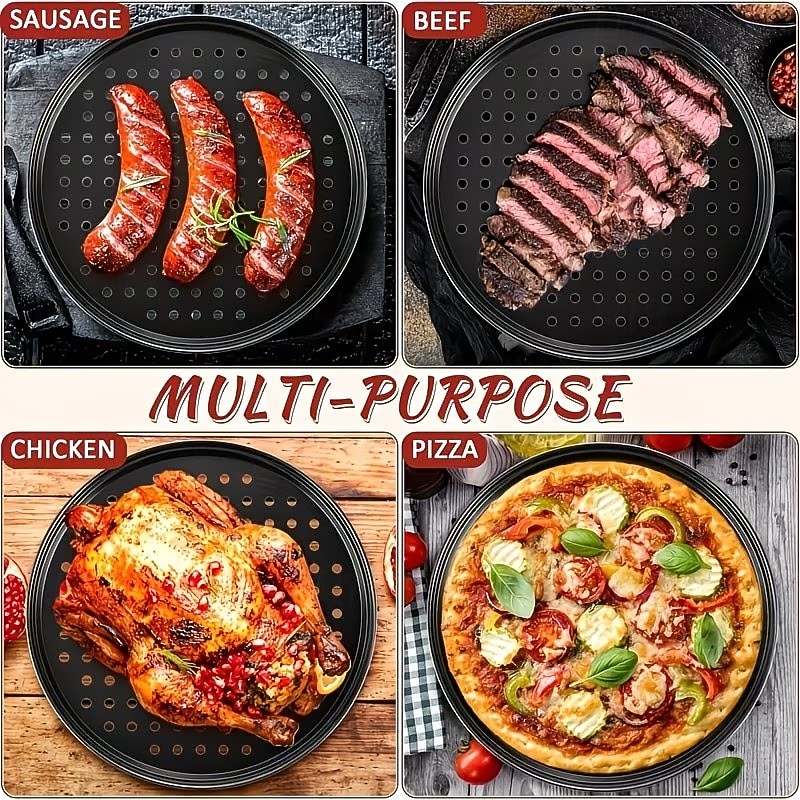 Forma para pizza redonda de 30 cm (12 polegadas) revestida em aço carbono perfurado, 1/2 unidade. de 2026 por $14.99 –P4