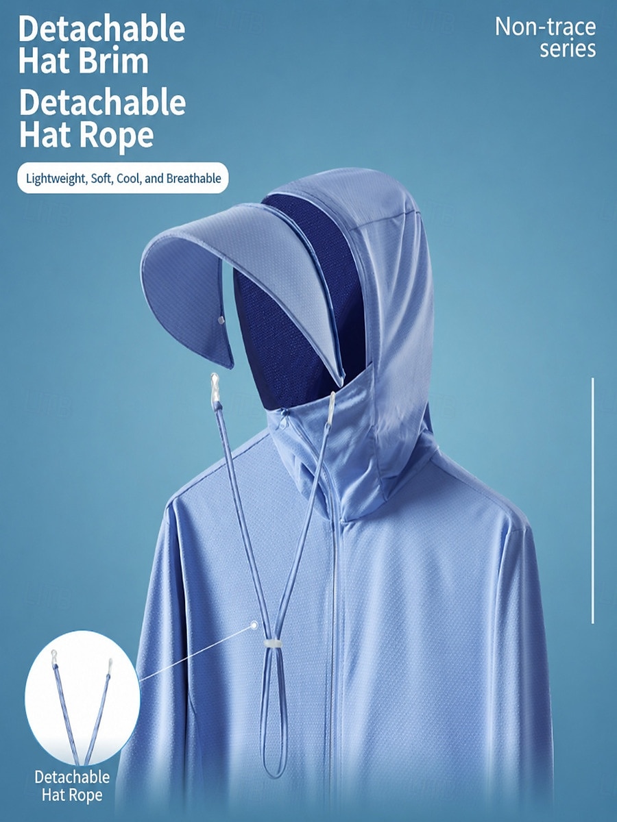 Women's Casual Jacket Sun Protection Quick Dry Adjustable Casual Solid Color Casual Regular Hooded Regular Fit Long Sleeve Outerwear White Sky Blue Purple Summer Spring 2026 - $21.99 –P6