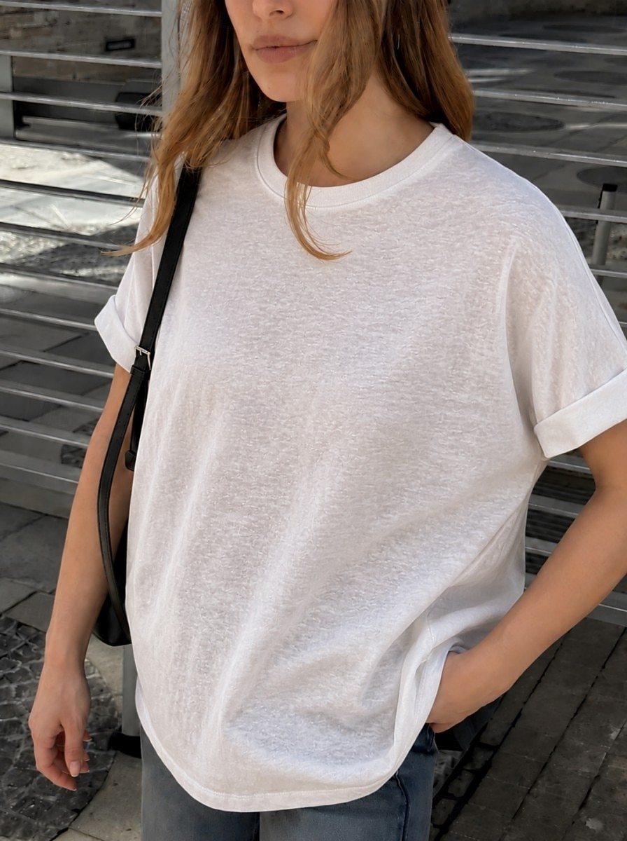 Women's T Shirt Tee Top Rolled Cuff Curved Hem Solid Color Stylish Classic Short Sleeve Crew Neck Regular Tops Casual Going out Black White Pink Gray Summer Spring 2026 - $18.49 –P1