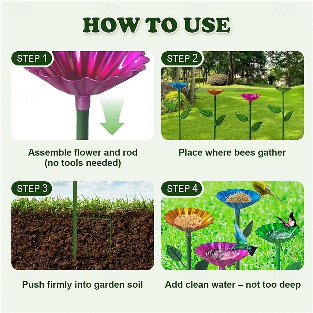 Outdoor Bee Watering Station Metal Bee Water Feeder Multi-function Butterfly Bath Bowl Standing Bee Feeder For Garden Yard Decor 2026 - $11.99 –P7