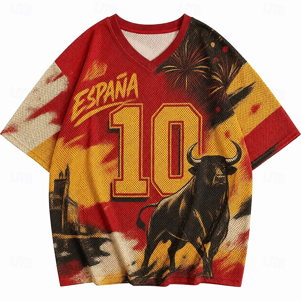 Cupa de fotbal 2026 Bărbați Grafic numeric Spania Tricou Tricouri din jerseu Manșon scurt Tricou Tipărire 3D În V Cămașă Sport Stil de strada Sport exterior Ziua meciului Fotbal Roșu 4 Roșu 3 Roșu 5 2026 - $23.99 –P1