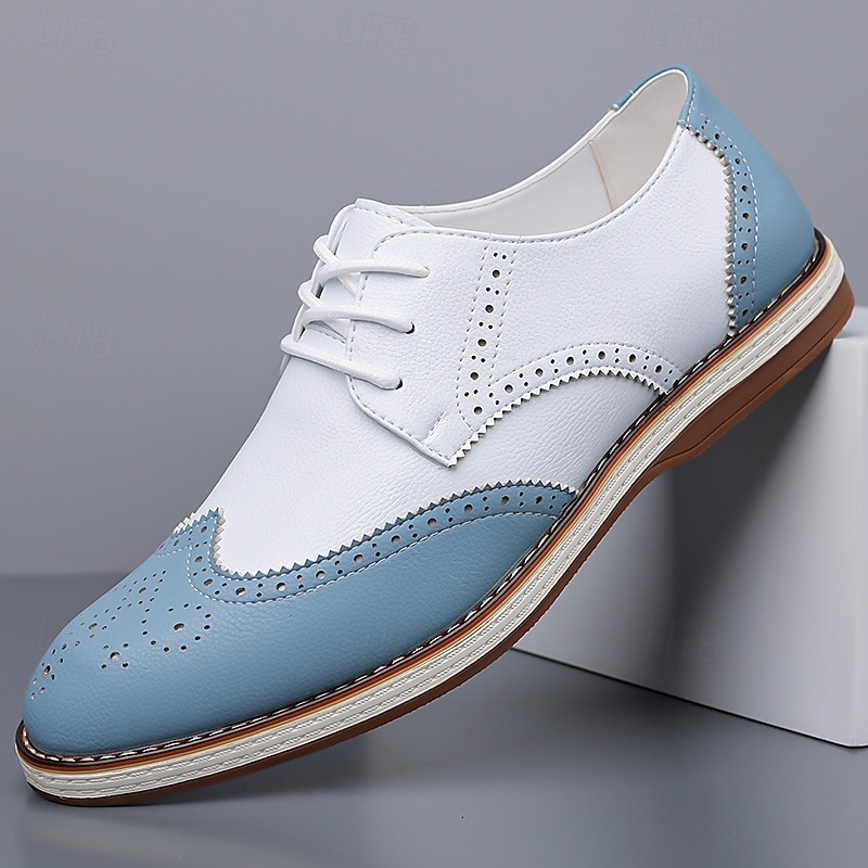 Men's Two Tone Wingtip Oxford Shoes, Lace-Up Brogue Dress Shoes, Vintage Formal Shoes for Wedding, Office, Party 2026 - $54.99 –P3