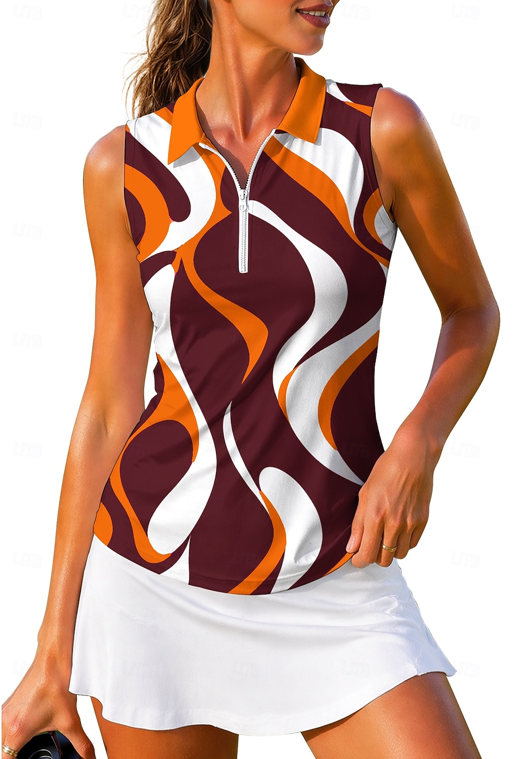 Per donna Geometrico Astratto Top Maglietta sportiva Polo da golf Maglia da tennis Senza Maniche Cerniera Floreale UPF50+ Resistente ai Raggi UV Alta elasticità Traspirante Tennis Golf Pickleball del 2026 a $10.99 –P10