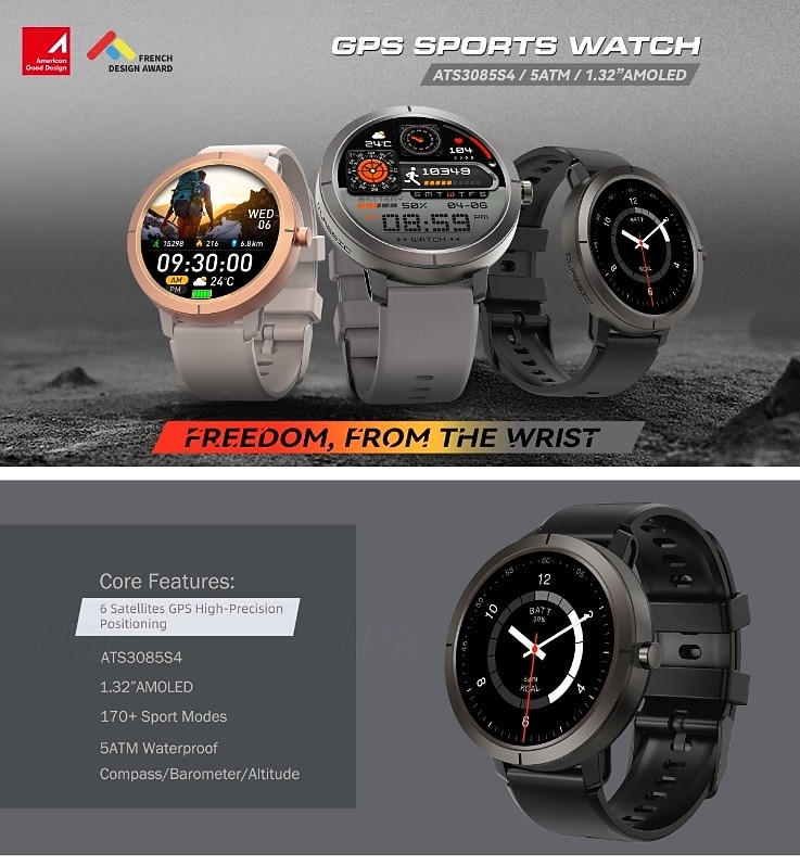 Chytré hodinky GPS pro ženy s 1,32" AMOLED obrazovkou, globálním určováním polohy 6 satelitů, vodotěsným fitness trackerem do 5 atm, více než 170 sportovními režimy, 24hodinovým monitorem zdraví, 2026 - $98.99 –P1