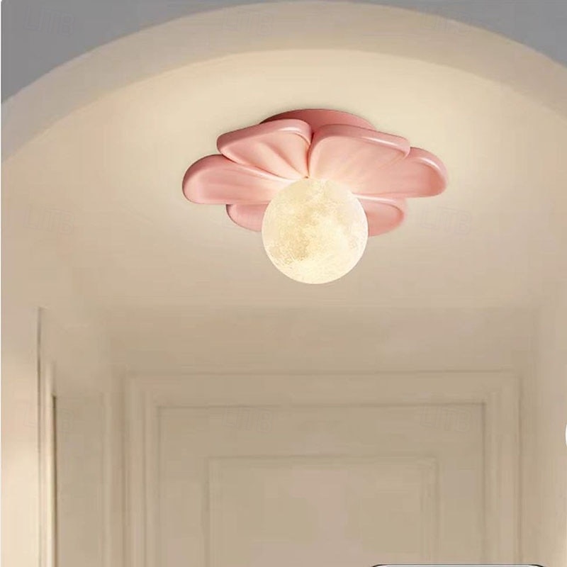 Lampă de tavan semi-încastrată, corp de iluminat modern pentru hol, cu floare verde din rășină, bec inclus, lumini 3D cu lună pentru insulă de bucătărie, dormitor, living, verandă, coridor 2026 - $90.99 –P3