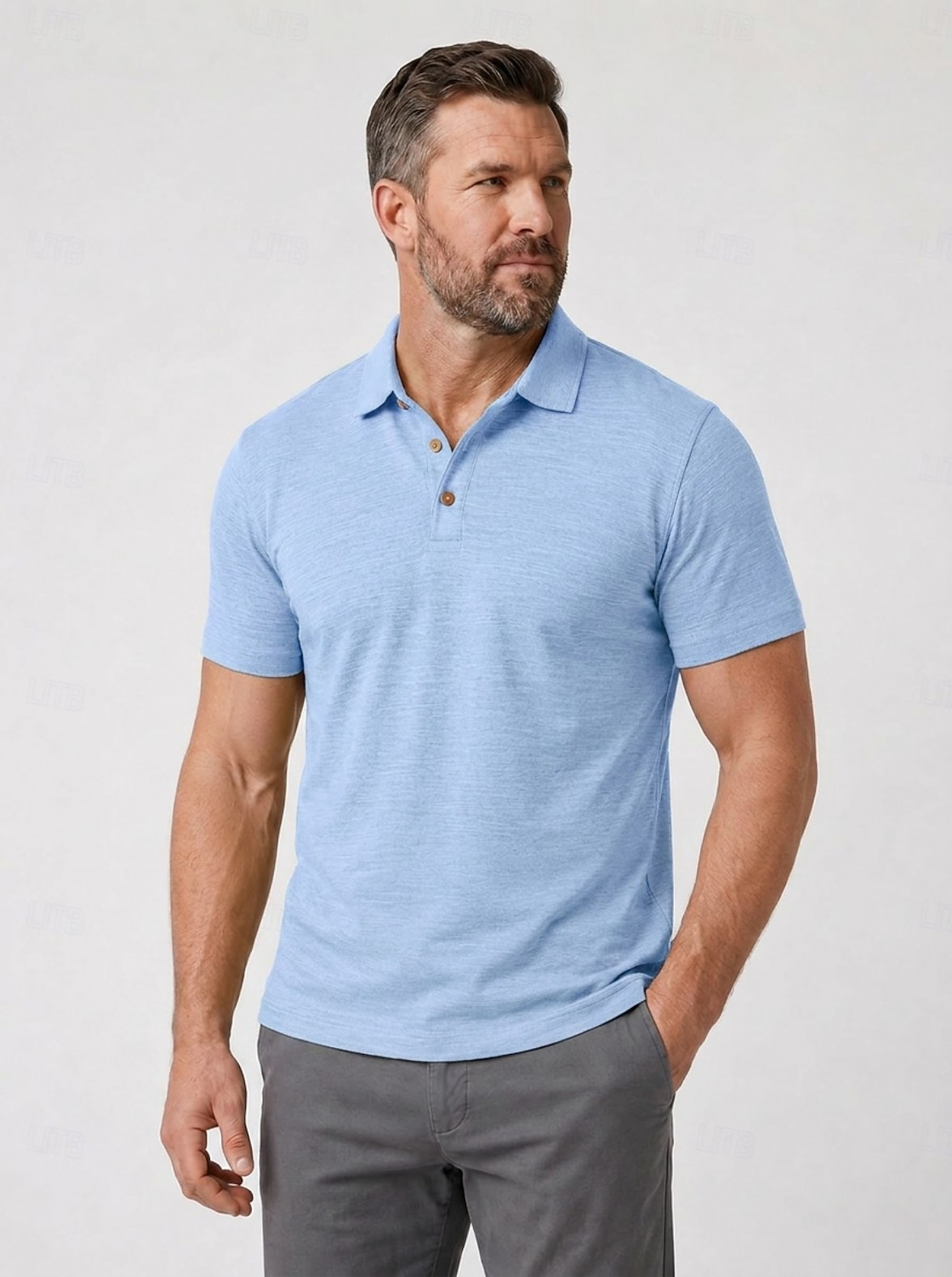 Polo en lin pour homme - manches courtes - noir, vert, bleu clair de 2026 ? $33.99 –P3