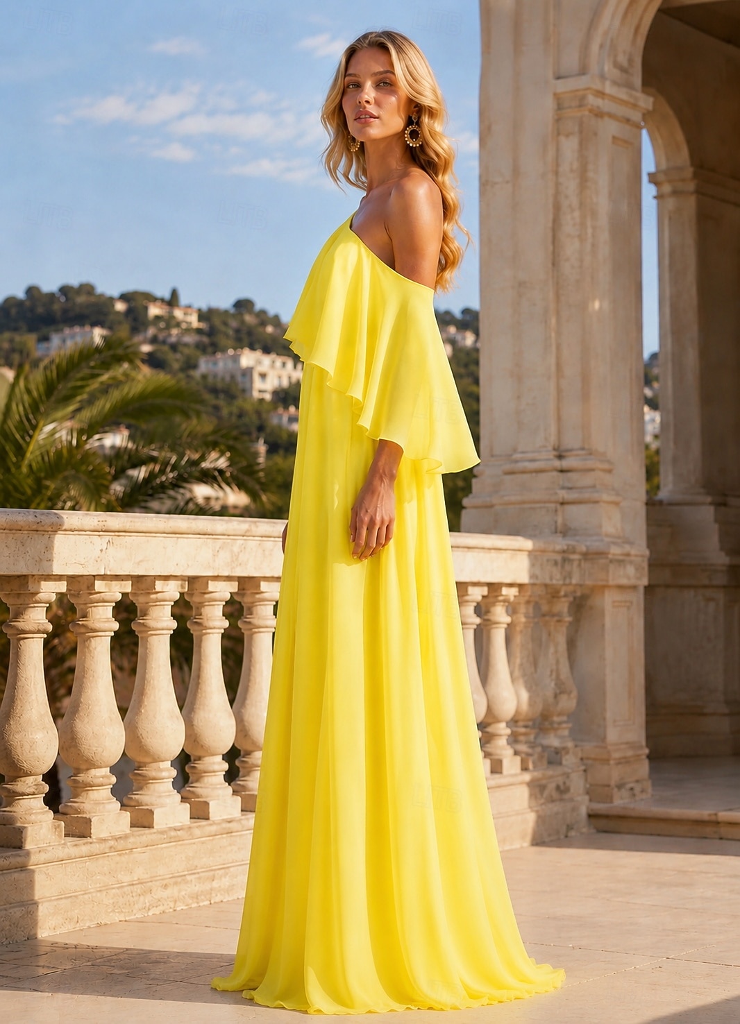 A-Line Floor Length Prom Dresses Elegant Sleeveless One Shoulder Formal Wedding Guest Stretch Chiffon with Ruffles Slit 2026 - $160.99 –P3