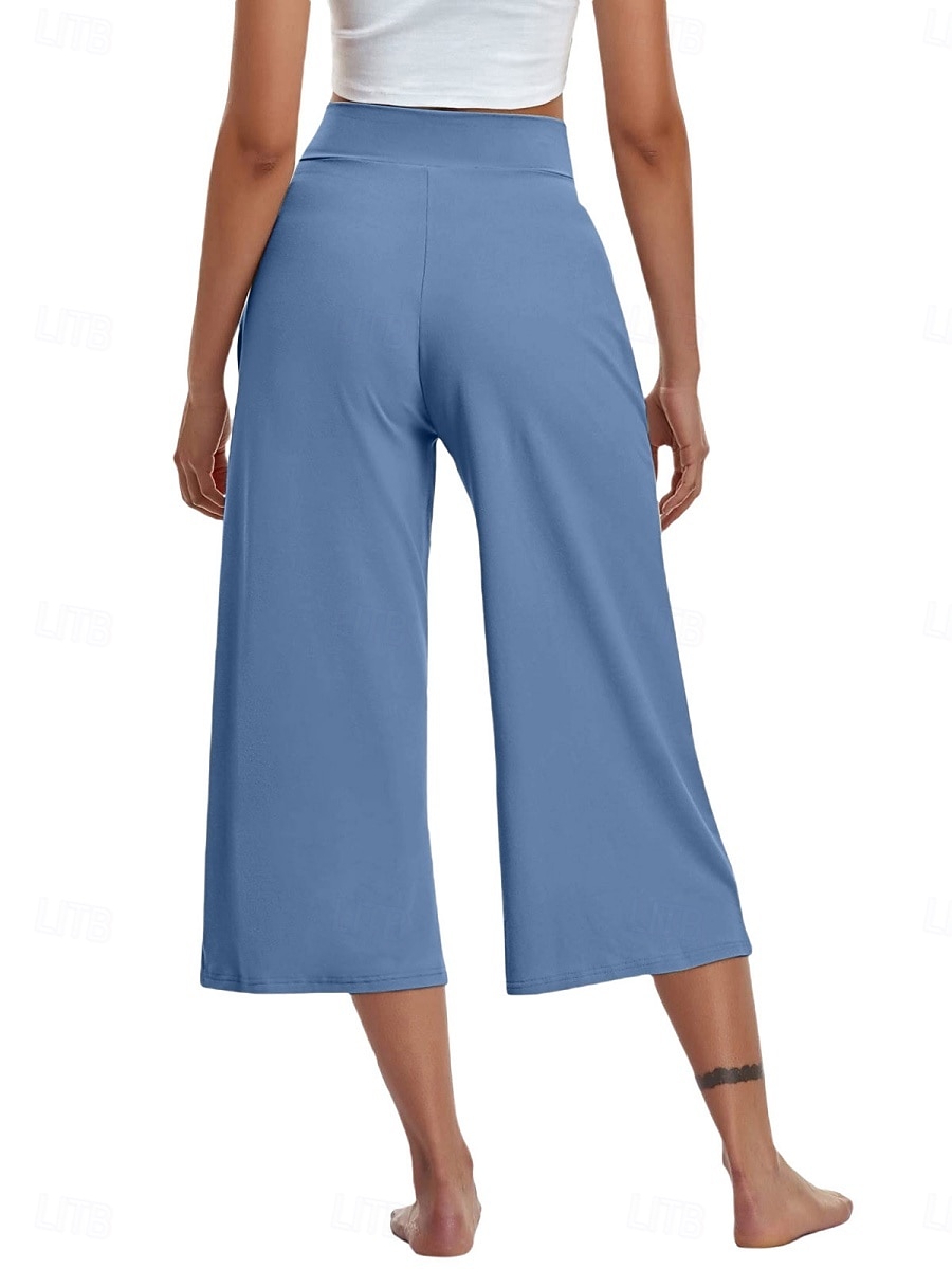 Per donna Pantaloni capri Pantaloni da yoga Gamba larga Moda Streetwear Casual Lunghezza al polpaccio Misura del girovita medio Semplice Tasca Comodo Comodità Morbido Elasticizzato All'aperto Vacanza del 2026 a $18.99 –P3