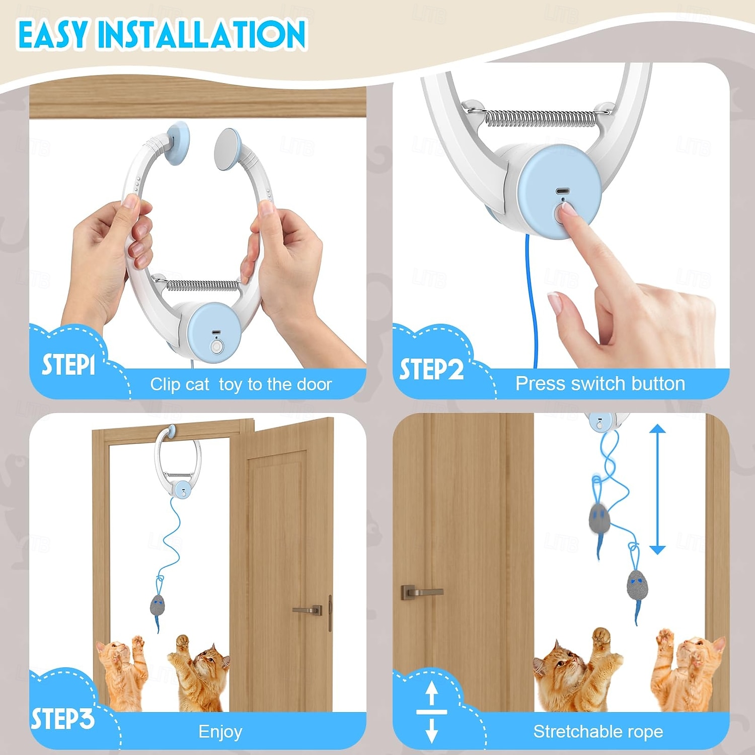 Giocattolo interattivo per gatti da interno, giocattolo intelligente ricaricabile tramite USB da appendere alla porta, retrattile automatico, giocattolo elettronico per gatti con piume e cordino, con del 2026 a $53.99 –P5