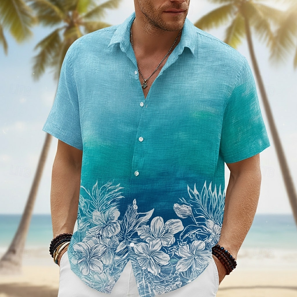 Men's Floral Print Tropical Flowers Shirt Summer Hawaiian Shirt Tropical Shirts Short Sleeve Hawaiian Resort Casual Holiday Beach Wear Summer Spring Turndown 3D Print Button Up Shirts Blue Yellow 2026 - $25.99 –P2