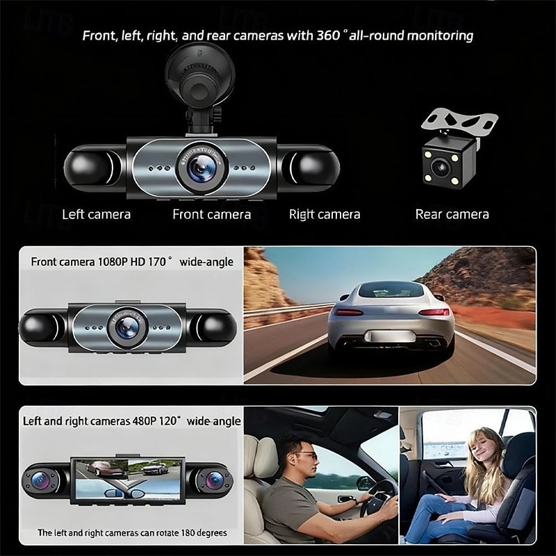 Telecamera da cruscotto a 3 canali per abitacolo anteriore e posteriore, telecamera per auto tripla 1080p con obiettivo girevole, telecamera da cruscotto HD per auto, sensore G, registrazione in loop, del 2026 a $56.99 –P3