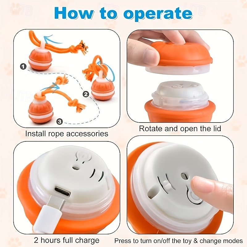 Balle interactive automatique pour chien, 2 couleurs, capteur de mouvement, rechargeable par USB, moteur silencieux haute vitesse, soulage l'anxiété de séparation, jeu intérieur/extérieur, jouet pour de 2026 ? $30.99 –P4