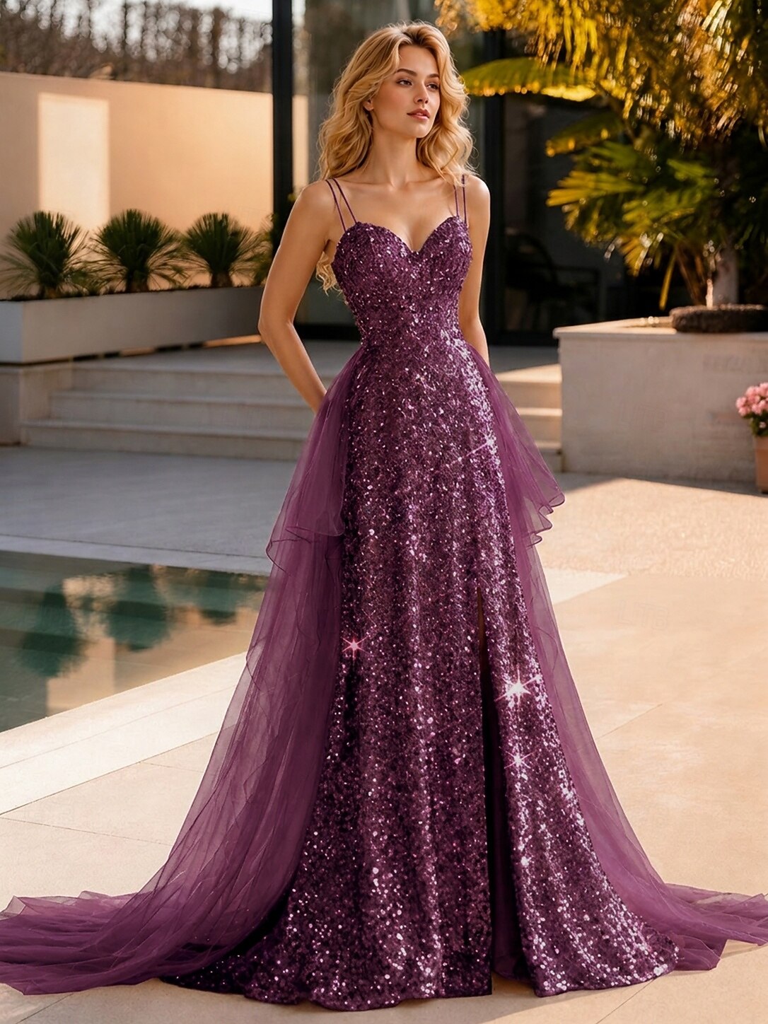 A-Line Floor Length Prom Dresses Sparkle & Shine Princess Sleeveless Sweetheart Wedding Guest Sweet 16 Tulle Sequined with Sequin A-Line Floor Length Prom Dresses Sparkle & Shine Princess Sleeveless Sweetheart Wedding Guest Sweet 16 Tulle Sequined with Sequin